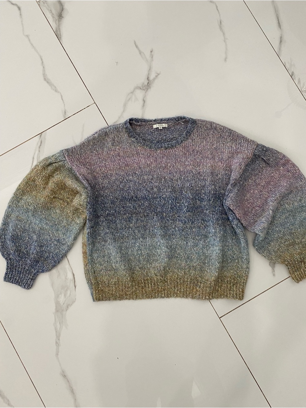 Z Supply Ombre Crewneck Sweater in Blue, Purple, Tan